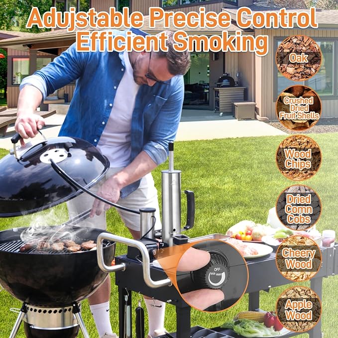 Electric Smoker Generator, Hot and Cold Smoker with Adjustable Air Pump | Stainless Steel Smoke Tube for Pellet Smoker, Outdoor Smoker for Cheese and Salmon, Best Gifts for Men and Dads