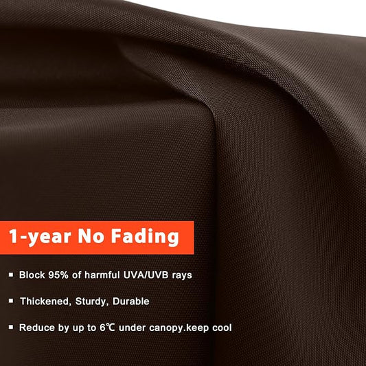 MASTERCANOPY Valance Patio Umbrella 10 ft Replacement Canopy for 8 Ribs-Brown Canopy Only