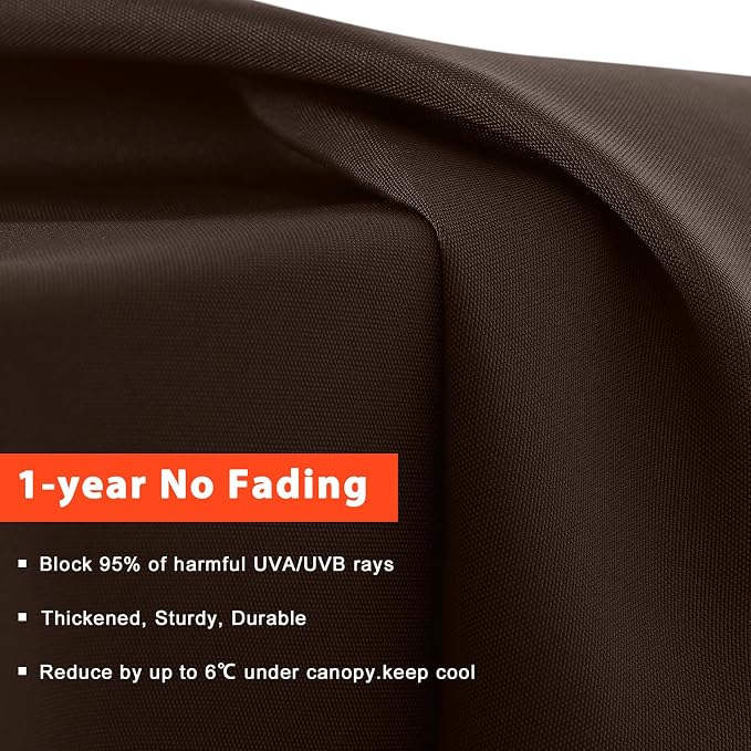 MASTERCANOPY Valance Patio Umbrella 9 ft Replacement Canopy for 8 Ribs-Brown Canopy Only