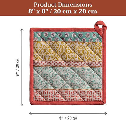 Maison d' Hermine Pot Holders 100% Cotton Heat Resistant Potholders 8" x 8" Hot Pads with Loop BBQ Cooking Baking Hotel Farmhouse Kitchen Handling Hot Pans Spring Summer (Pack of 1, Provence)