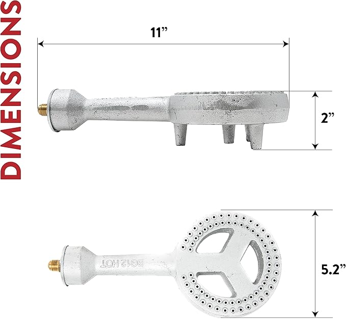 Gas One High Pressure Cast-Iron Burner Head with Brass Fitting Orifice with 0-20 Psi High Pressure Regulator & Hose Complete Kit