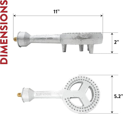 Gas One High Pressure Cast-Iron Burner Head with Brass Fitting Orifice with 0-20 Psi High Pressure Regulator & Hose Complete Kit