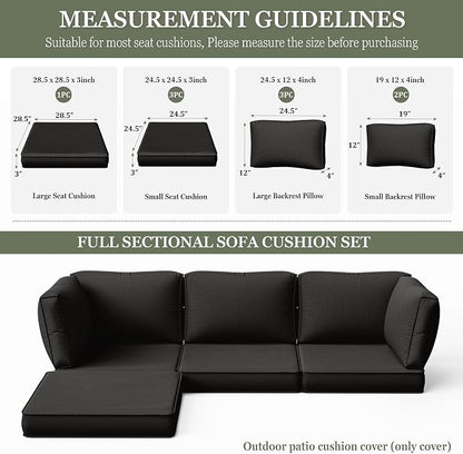 9 Pcs Outdoor Patio Cushions Covers Replacement Sets, Covers Only | 9 Pcs Patio Cushions Covers Replacement UV Resistant, Water Anti-Slip, Heavy-Duty Zippers for 5 Pcs Patio Furniture Set