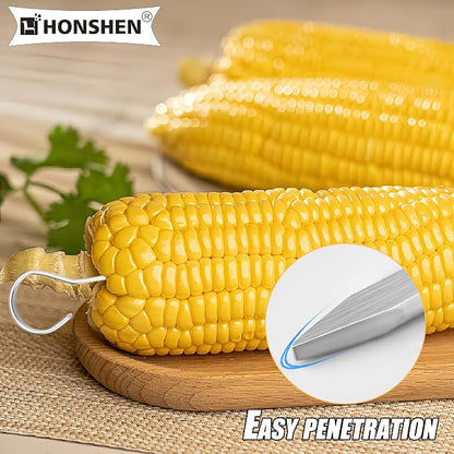 24 pack Flat Stainless Skewers, HONSHEN 4.75 inch Mini Short Barbecue Needle Barbecue Skewers,Baking Rods,Corn on The Grill (4.75 INCH Flat BBQ 24P)