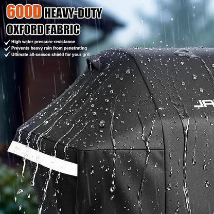 58 Inch Grill Cover for Weber Genesis 300 Series - 600D Heavy Duty Waterproof Rip-Proof Water‑Resistant Weather‑Protective BBQ Premium Outdoor Grill Cover for Weber Genesis II,LX 300 Series