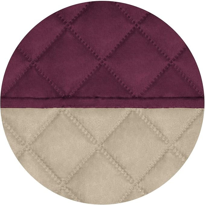 PureFit Reversible Quilted Sofa Cover, Water Resistant Medium Slipcover Furniture Protector, Washable Couch Cover with Non Slip Foam and Elastic Straps for Kids, Dogs, Pets (Loveseat, Wine/Beige) | Wine/Beige, Water Resistant Couch Protector, Washable ...