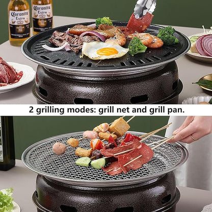Removable Portable Charcoal BBQ Grill Round Charcoal Stove Indoor and Outdoor Barbecue Grill with Enough Barbecue Accessories for Picnic, Backyard Cooking, Travel(Large)