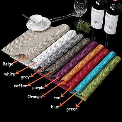 Zupro Placemats Set of 4 Washable Heat-Resistant Non Slip Braided Table Mats Woven PVC Vinyl Kitchen Dining Patio Table Place Mats for Dinner Parties BBQs Indoor and Ourdoor Use.18"x12"(Pink)