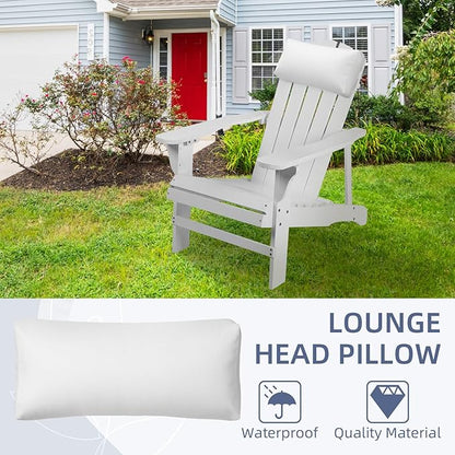 Chaise Lounge Head Pillow, 2 Pack Outdoor Patio Pillows with Adjustable Strap, Lounge Head Resting Pillow for Recliner Beach Pool Lounger Office Chair(White,Water Resistant)