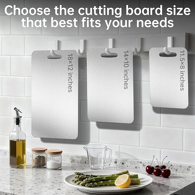 Titanium Cutting Board - 100% Pure Titanium Cutting Boards for Kitchen Double Sided Non Toxic Titanware for Meat/Vegetables, Hygiene Durable Dishwasher Safe Metal Chopping Board Extra Large