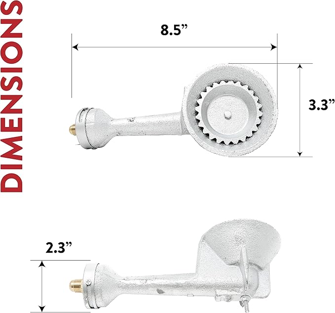 GasOne 50200+2109 High Pressure Cast-Iron Round Burner Head with Brass Fitting O, Regulator & Hose