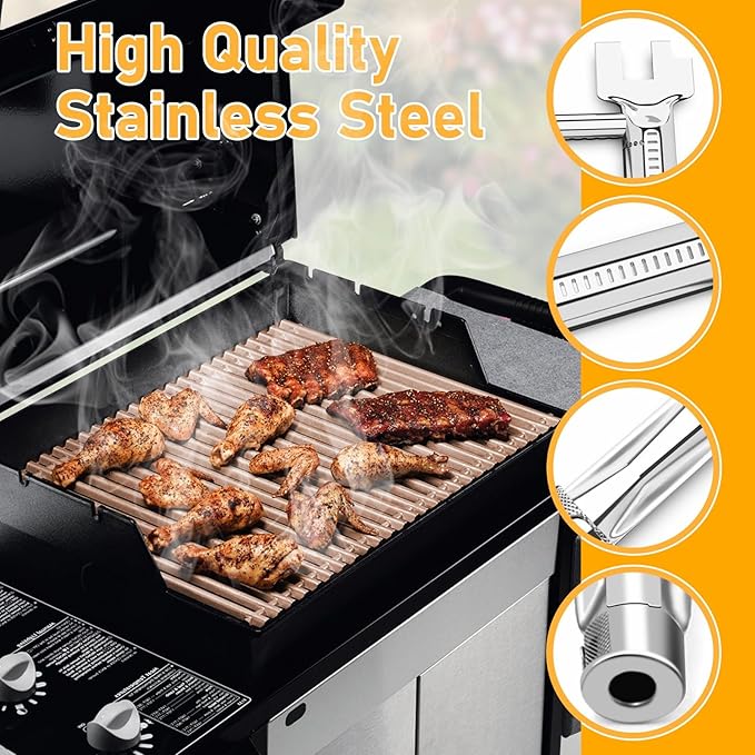 Uniflasy 7507 Grill Replacement Part Kit for Weber Genesis Silver A, Spirit 200 Series, Spirit 500, Spirit E-210, Spirit E-200, S-200, S-210 7507 Grill Burner Tube Set with 7535 Flavorizer Bar, 7534