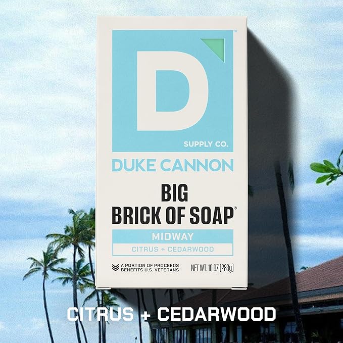 Duke Cannon Big Brick of Soap 4-Pack for Men – 10 oz Each – Long-Lasting Triple-Milled Bar Soap – Midway, Midnight Swim, Naval Diplomacy, Superior – Gift Set for Men