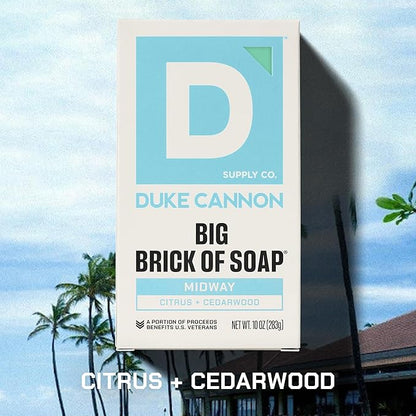 Duke Cannon Big Brick of Soap 4-Pack for Men – 10 oz Each – Long-Lasting Triple-Milled Bar Soap – Midway, Midnight Swim, Naval Diplomacy, Superior – Gift Set for Men