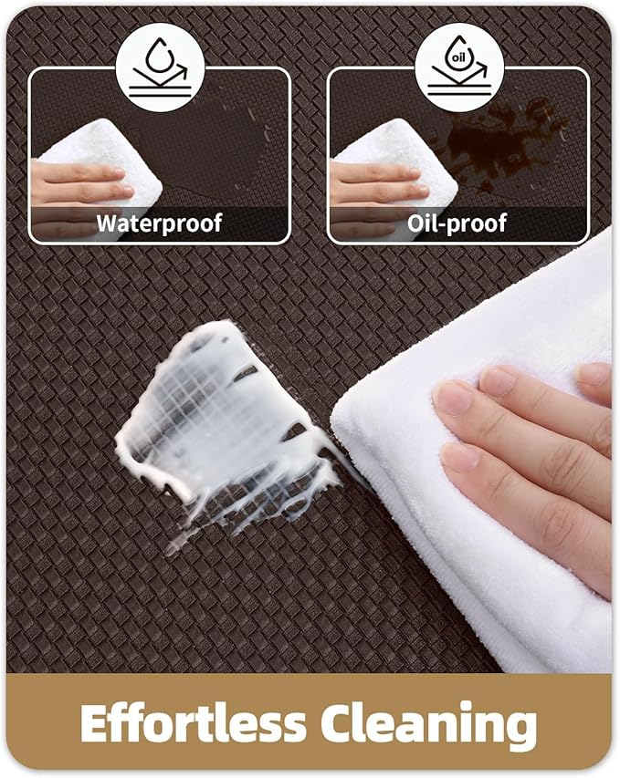Color&Geometry Anti Fatigue Cushion Kitchen Mat for Floor -24"x94",Wide,Easy Clean, Water & Oil Proof, Anti Slip, Foam Rubber Runner Rug for Front Sink Comfort Standing,Brown