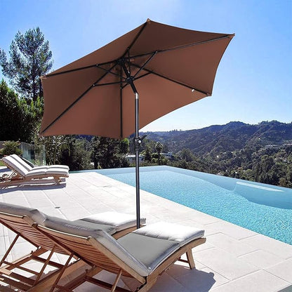 7.5FT Patio Umbrella, Outdoor Table Umbrella, Market Umbrella with Push Button Tilt and Crank for Garden, Lawn, Deck, Backyard & Pool