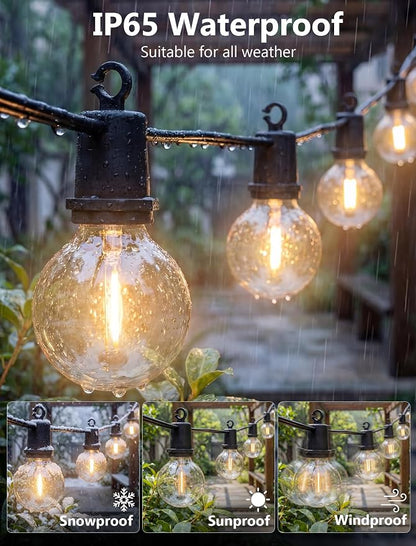 LED Outdoor String Lights, 50FT 25 G40 Bulbs Shatterproof Patio Lights | Waterproof, Dimmable, UL Certified, Plug-In, Connectable, Hanging Light for Backyard Porch Home Decor, Warm White