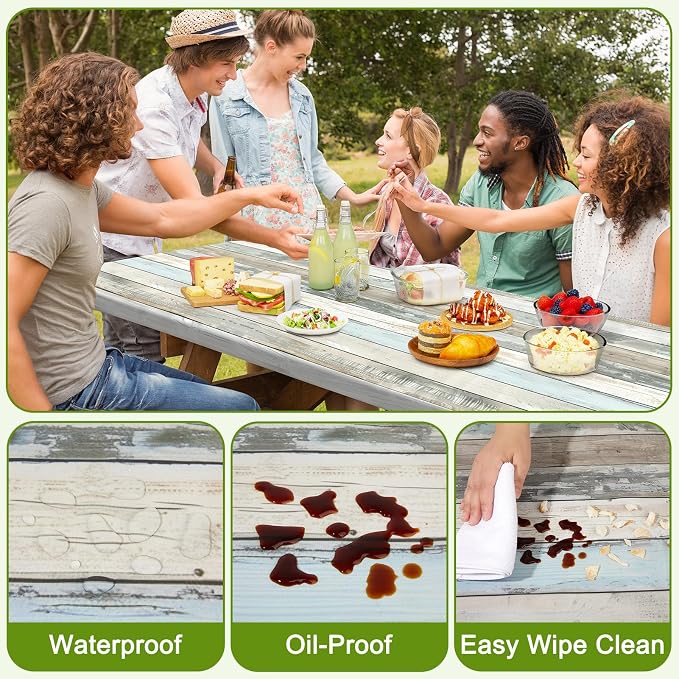 Picnic Table and Bench Cover Set, Waterproof Fitted Elastic Cloth | Portable Camping Essentials With Built-In Storage Pocket And Waterproof Fabric For Outdoor RV Or Picnic Table Use