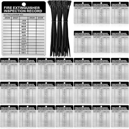 50 Set Aluminum Fire Extinguisher Tags 2026-2029 Metal Inspection Tags - 2.3 x 3 Inch, Indoor/Outdoor Monthly Inspection (50)