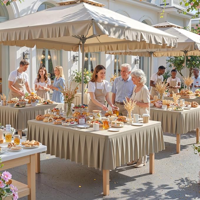 PARTISKY Natural Spandex Square Tablecloths 54x54 Inch, Wrinkle Free Fitted Card Table Cloth Stretch Square Table Cover for Kitchen Dinner, Holiday Party, Wedding Banquet, Display Trade Show