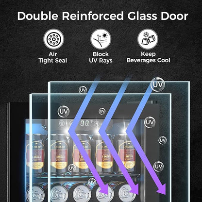 Electactic Wine Fridge Freestanding Counter-top 12 Bottles, 50 Cans Wine Cellar Drink Cooler for Soda, Canned Beer, Adjustable Digital Temperature Control for Home Dorm Office, Black