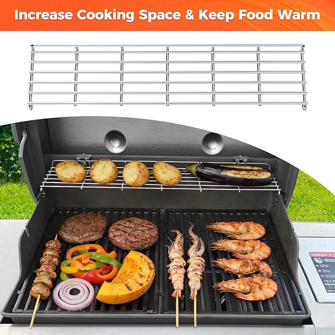 QuliMetal SUS304 Warming Rack for Weber Genesis II 300 Series Grill, Grill Parts for Weber Genesis 2 E-310, II E-310, II E-315, II E-330, II E335, II S-310, II S-335, Replacement Parts for Weber 66044