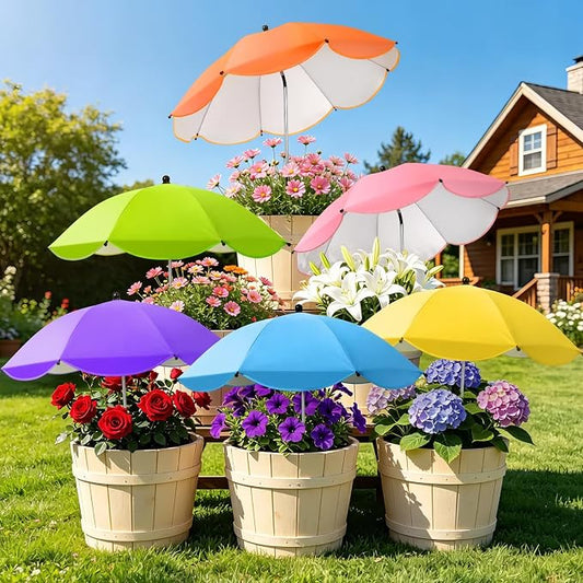 6 Pcs Plant Umbrellas for Outdoor Plants, 2/3/4/6 Pcs Available, Potted Garden Bedst Umbrella Shade with Adjustable Angle to ‌Defend Plants From Direct Sunlight
