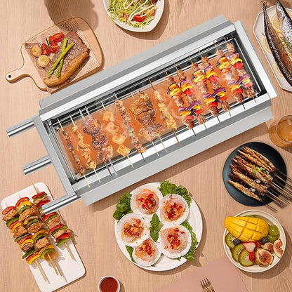 Outdoor Barbecue Grill, Charcoal Grill, Barbecue Grill with Oil-Catching Box, Balcony Barbecue Grill for Outdoor Camping Backyard Using