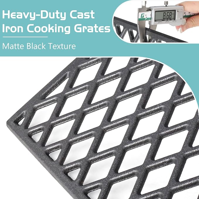 Grill Grates for Pit Boss 150 Series Smoker Parts Cast Iron Cooking Grid PB150 PB150PPG 150PPS PB150PPGS Smoking Rack Portable Tabletop Wood Pellet Replacement BBQ Accessory