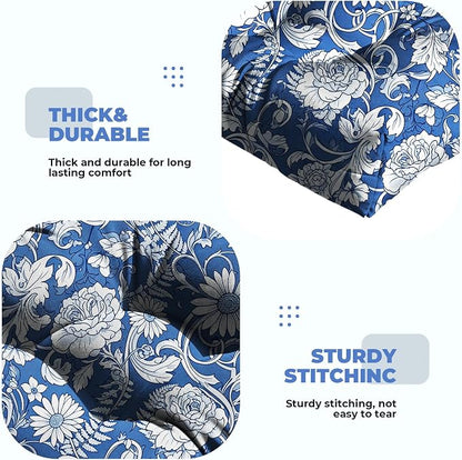 DANGHOOGY Wicker Chair Cushions, Waterproof Outdoor Loveseat Cushions for Patio Furniture, Tufted Wicker Furniture Cushions, 1 Loveseat and 2 U-Shaped Cushions (Blue Rose)