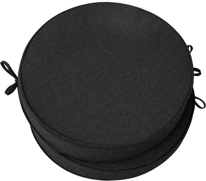 Outdoor Round Chair Cushions 18 Inch, Set of 2, Black | Fade-Resistant, Water-Resistant, Bistro Chair Seat Pads for Porch Garden Balcony Patio Furniture Stools, Non-Slip Bottom