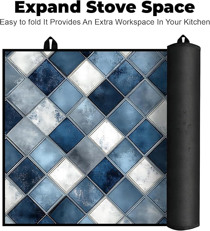 Heat-Resistant Glass Stove Top Cover with Anti-Slip Rubber Coating – Electric Stove Protector, Scratch-Resistant, Counter Space Decor Mat (Prism, 28.5"L x 20.5"W)