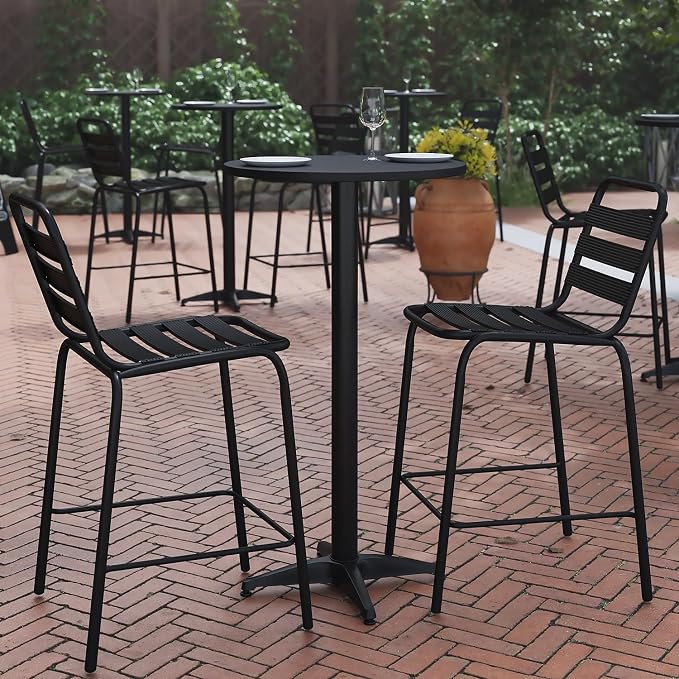 Flash Furniture 23.25 in Indoor/Outdoor Round Table with Flip-Up Top, Black | Indoor/Outdoor Use, Bar Height