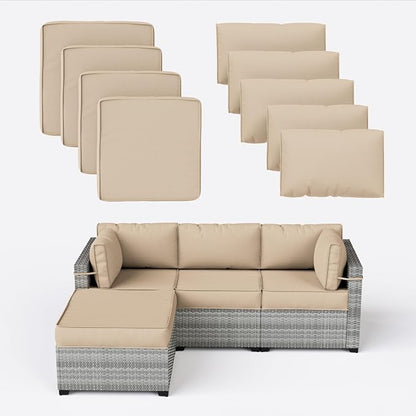 9 Pcs Outdoor Patio Cushions Covers Replacement Sets, Covers Only | 9 Pcs Patio Cushions Covers Replacement UV Resistant, Water Anti-Slip, Heavy-Duty Zippers for 5 Pcs Patio Furniture Set