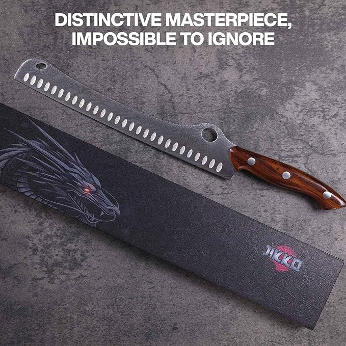 Jikko® SteelFang Edition – Japanese Brisket Knife 12" with Rosewood Handle | Premium Butcher & Carving Knife for Meat, BBQ, and Brisket Slicing – Ultra Sharp High-Carbon Stainless Steel Blade