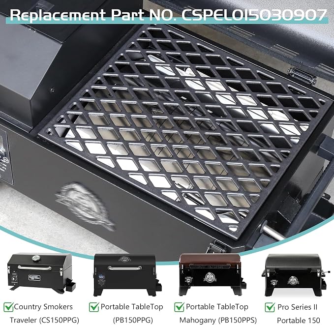 Grill Grates for Pit Boss 150 Series Smoker Parts Cast Iron Cooking Grid PB150 PB150PPG 150PPS PB150PPGS Smoking Rack Portable Tabletop Wood Pellet Replacement BBQ Accessory
