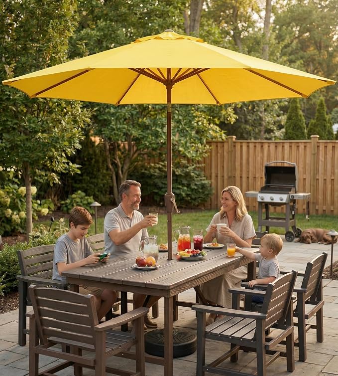 10FT Patio Umbrella, Outdoor Umbrella with Push Button Tilt and Crank, 8 Sturdy Ribs, UV Protection & Waterproof Market Umbrella for Pool, Backyard, Beach,Deck