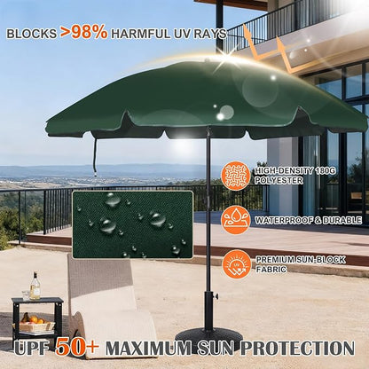 Blissun 6.5ft Patio Umbrella with Push Button Tilt & Height Adjustable, UV50+ Sun Protection with Sturdy Fiberglass Ribs & Iron Pole, Market Umbrella for Outdoor Table Garden Backyard Beach