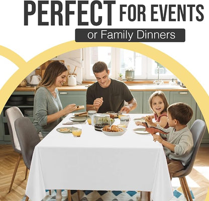 Exquisite 66% Thicker Premium Plastic Table Cloth Rectangle Table Cover 0.5 Mil 12 Pack White Table Cloth 54 Inch x 108 Inch Disposable Tablecloth Won't Tear Easily Like Cheap Thin Brands