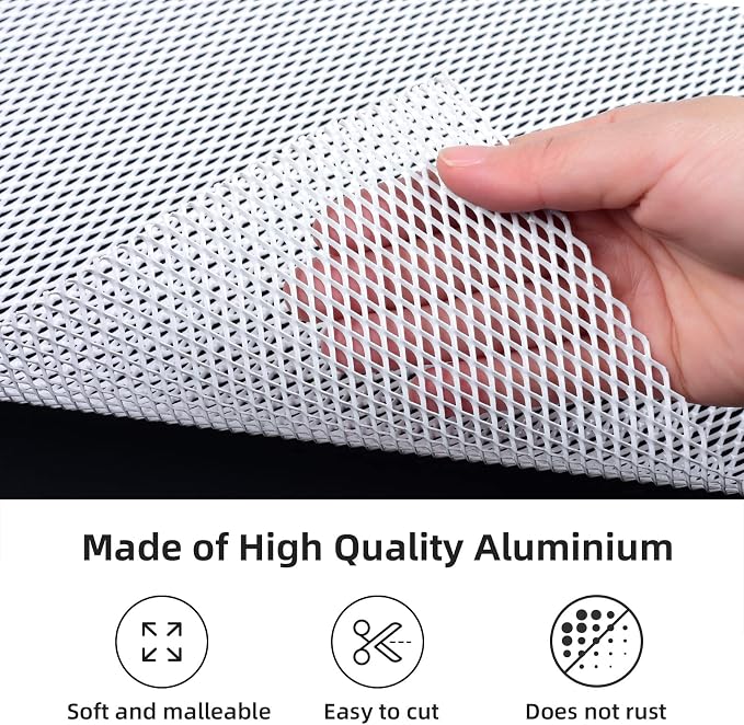AggAuto Universal 40"x13" Car Grill Mesh 3x6mm Rhombic Hole White | Aluminum Alloy Automotive Grille Insert Bumper, One of the Most Multifunctional Shape Grids 100x33cm