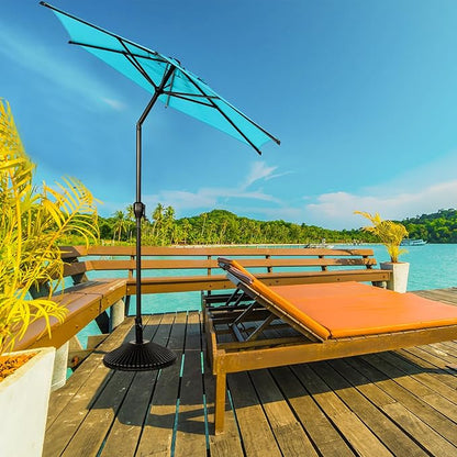 Abba Patio 7.5FT Lyon Outdoor Patio Umbrella Outdoor Table Umbrella with Push Button Tilt and Crank Market Umbrella 6 Sturdy Ribs UV Protection Waterproof for Garden Deck Backyard Pool, Turquoise