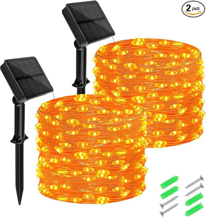 cshare Halloween String Lights Outdoor Waterproof, Solar Fairy Lights 16.4ft 50LED 8 Modes Orange Halloween Lights for Yard Outside Pathway Patio Party Backyard Decorations