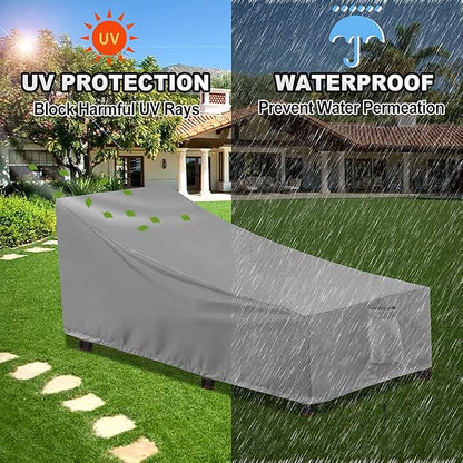 OutdoorLines Outdoor Waterproof Patio Chaise Lounge Chair Cover - UV Resistant Lounger Covers Heavy Duty Weatherproof Patio Sofa Furniture Covers, 2 Packs, 68Wx30Dx30H Inches, Gray