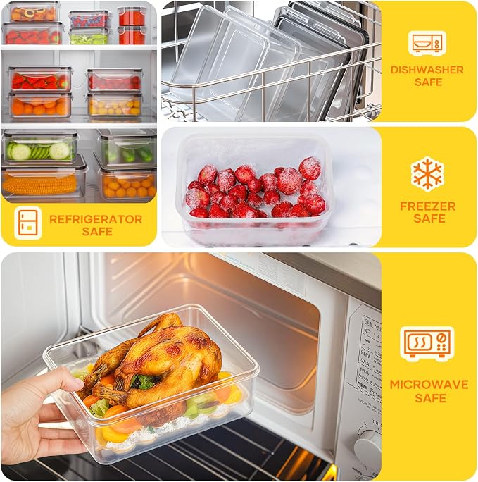 52 PCS Food Storage Containers with Lids Airtight (26 Lids & 26 Containers) | Reusable Plastic Leakproof Meal-Prep Container for Kitchen Storage Organization Microwave/Dishwasher Safe with Labels & Pen