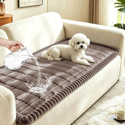 Leakproof Couch Cover for Dogs, Non Slip Washable Sofa Protector | Stain-Resistant Window Seat Cushions Chair Mat Car Seat Cover for Kids Pets (Khaki 27.6" x 70.9")