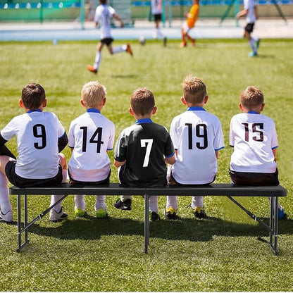 Plastic Folding Bench - Portable Bench Used for Indoor, Outdoor, Picnic, Party, Camping, Dining Seat, Garden Soccer Multipurpose Entertaining Activities (2, Black, 8 Feet)