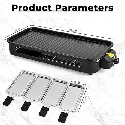 Pukomc Electric Indoor Grill,2 in 1 Indoor Grills for Kitchen | Grill Net & Non-Stick Cooking Removable Plate, Temperature Control, Dishwasher Safe, 1800W Large Smokeless