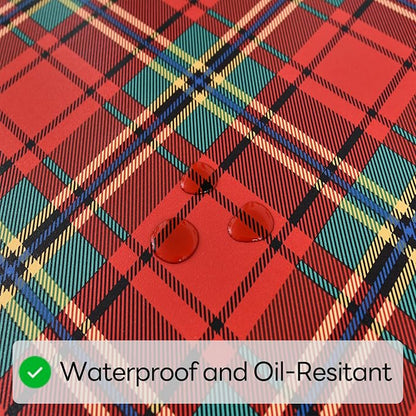 Christmas Tablecloth Heavy Duty Vinyl Red 54x84 inch Square Christmas Table Cloth Reusable Waterproof Foldable Plastic Tablecloths PVC Xmas Table Cover for New Year Party Decor