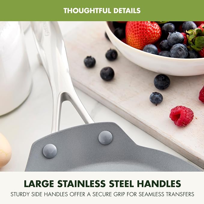 GreenPan Valencia Pro 9.5" Ceramic Nonstick Crepe Pan, Hard Anodized | PFAS-Free Nonstick, Induction Ready, Compatible with all Stovetops, Hard Anodized, Gray, Dishwasher Safe, Oven Safe to 600F