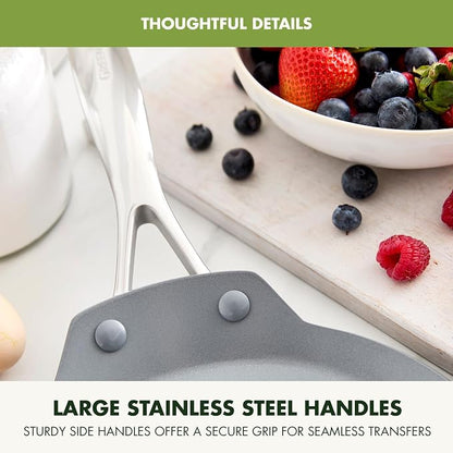 GreenPan Valencia Pro 9.5" Ceramic Nonstick Crepe Pan, Hard Anodized | PFAS-Free Nonstick, Induction Ready, Compatible with all Stovetops, Hard Anodized, Gray, Dishwasher Safe, Oven Safe to 600F